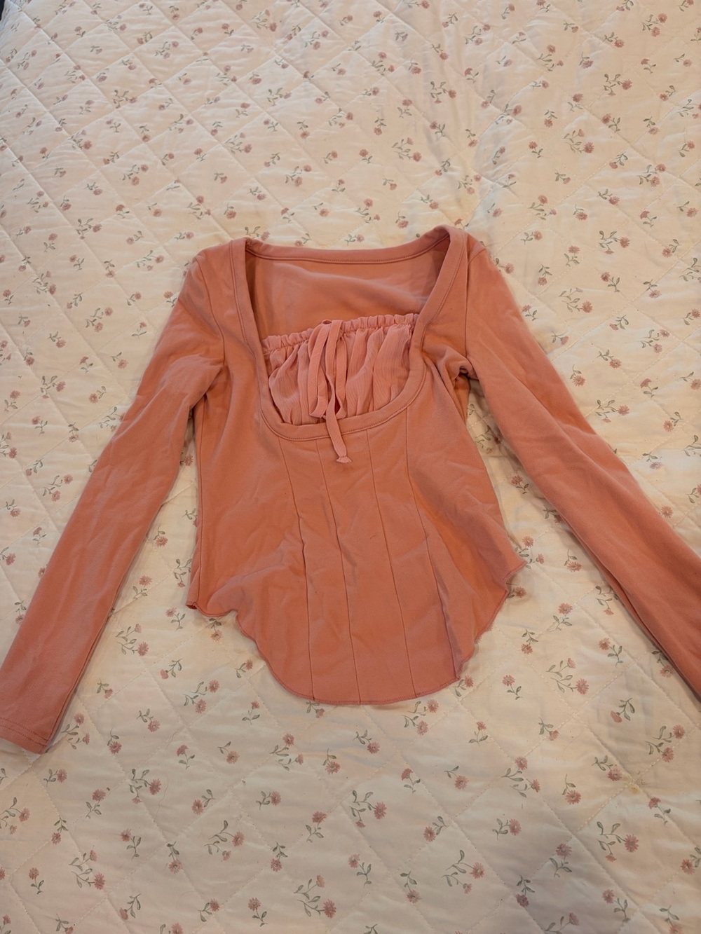 Women’s Long Sleeve Square Neck Pink Blouse